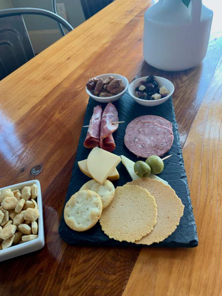 Charcuterie board offered at Perissos Vineyard & Winery in the Burnet Texas Wine Trail